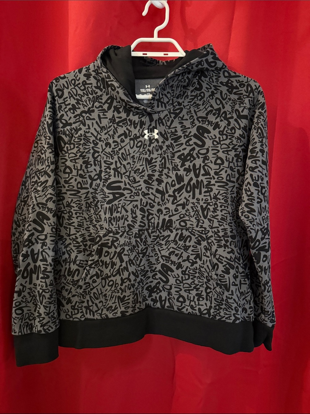 Under Armour Black and Gray All-Over Print Hoodie